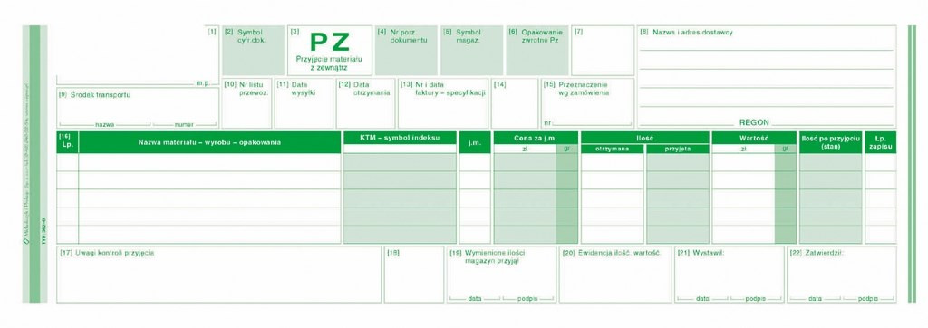 Przyjęcie materiałów z zewnątrz PZ MiP 362-0 1/2 A4